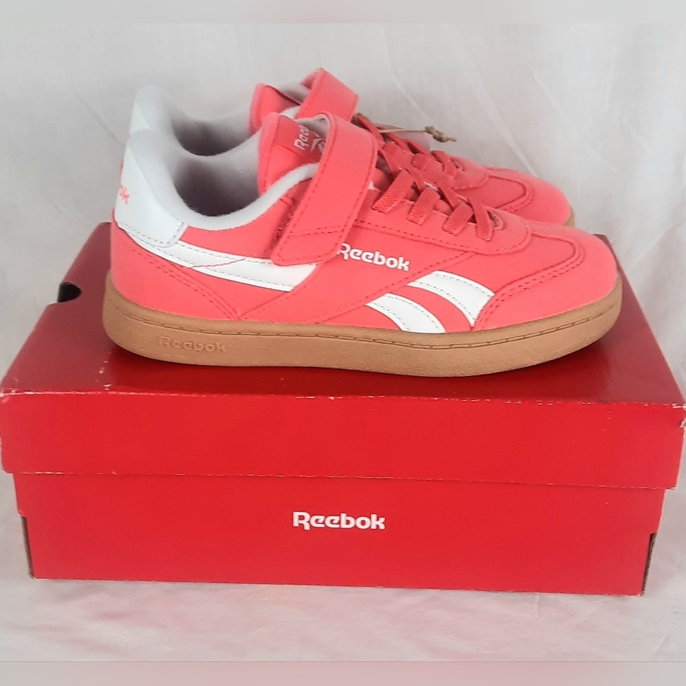 Reebok Smash Edge Little Kids Shoes Size 12 Pink peach White Elastic & Top Strap